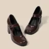 Retro Style Thick Heel Women Square Toe Mary Jane Shoes Fashion Shallow Pu Leather Shoes Ladies Comfort Office Pumps 2
