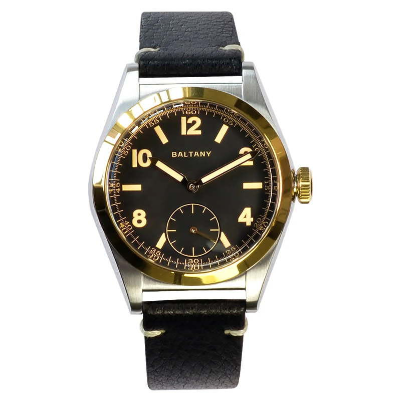 

Baltany Men Pilot Watch Sport Watch 36mm Quartz Wristwatch C3 Luminous Bubble Sapphire 100M Waterproof VD78 Small Second Dial