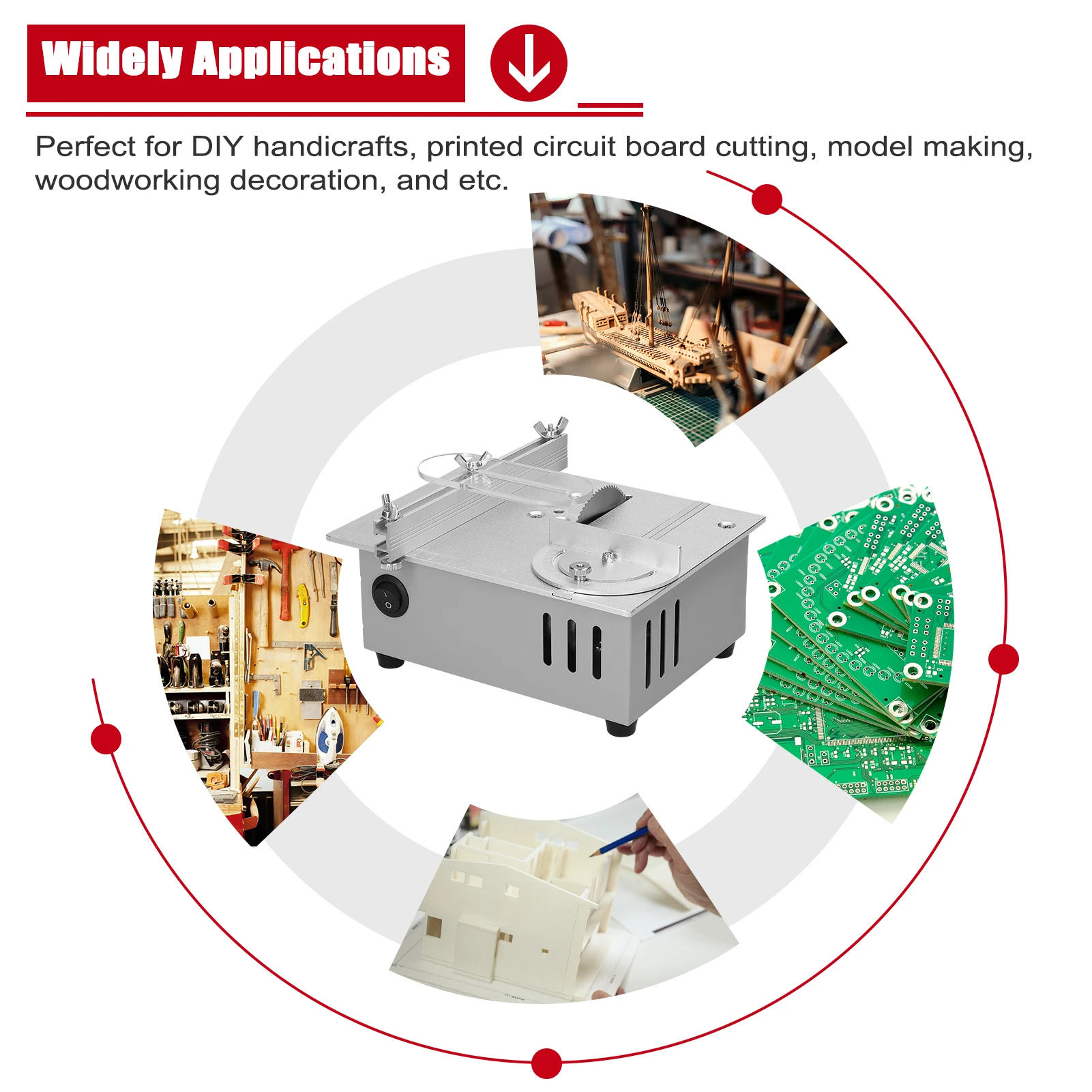 96W Table Saw Multifunctional Electric Desktop Saws 7 Gears Adjustable Woodworking Bench Saw Small Household DIY Cutting Machine 5