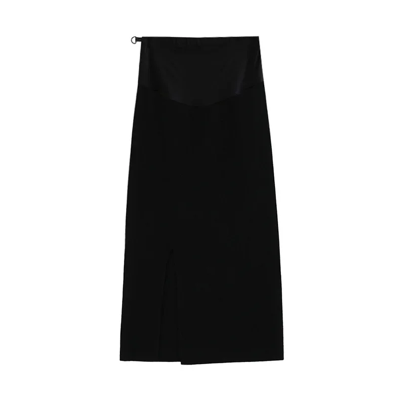 Maternity Fashion Knitted Belly Support Half Skirt Casual Trendy Mom High Waist Slit Slimming One Step Skirt Autumn Winter