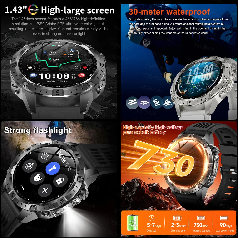 2026 NEW Outdoors Offline Map GPS Smart Watch L1+L2 Dual Band GPS Compass Cycling Run Swim Heart Rate men sport Smartwatches GPS 4