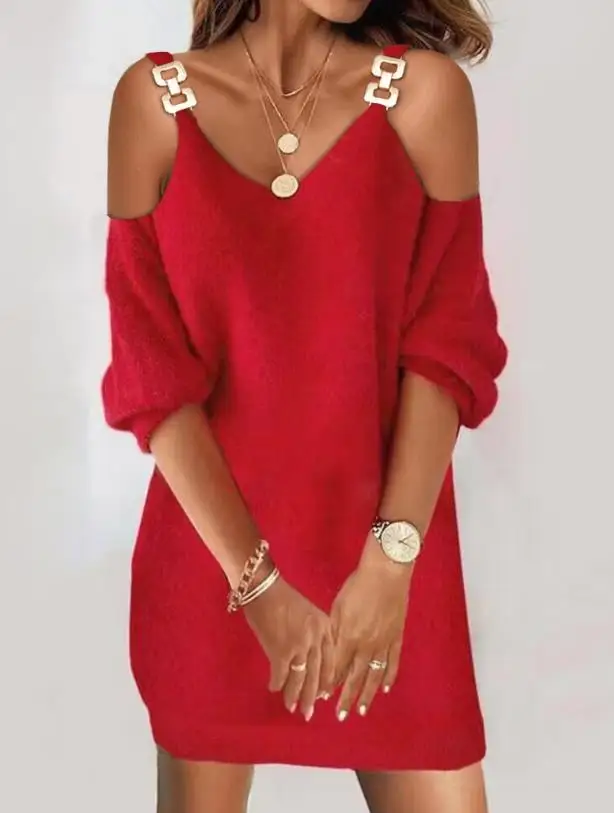 

Женское повседневное красное мини-платье, летние модные прямые мини-юбки с рукавом до локтя, повседневные платья, женская одежда с открытыми плечами