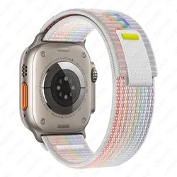 Trail Loop Nylon Sport Bracelet for Apple Watch - Durable and Stylish Strap (Pride white)