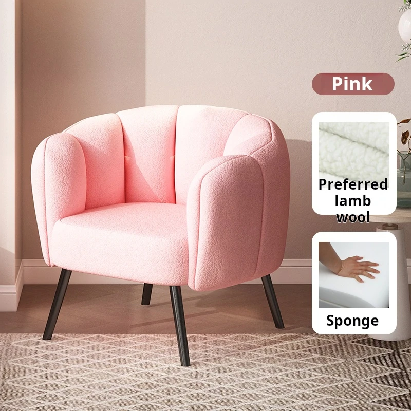 Lamb wool Single sofa Living room soft armchair bedroom Dresser chair luxury designer Cafe Corner waiting chair Nordic Furniture