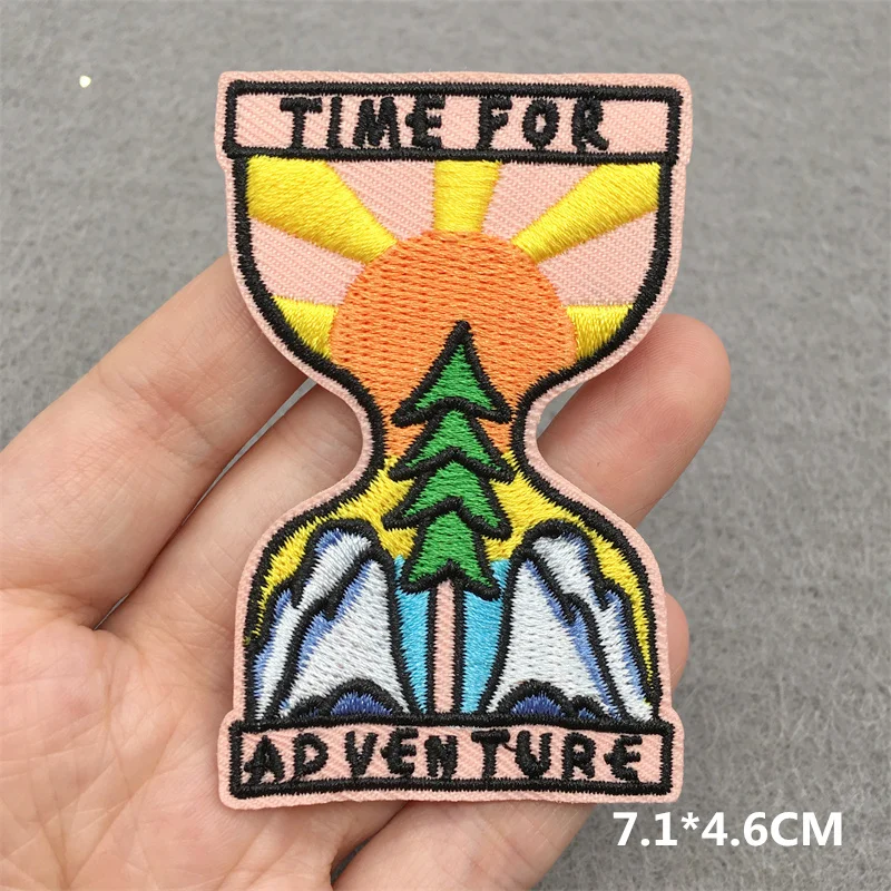 Berge bestickte Patches für Kleidung Camping Aufkleber Natur Reisen Abenteuer Eisen auf Patches DIY Kleidung Rucksack – Detail 11