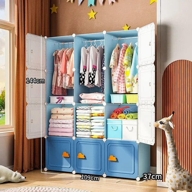 Dress Up Storage Kids Wardrobe Armoire With Hanging Rod