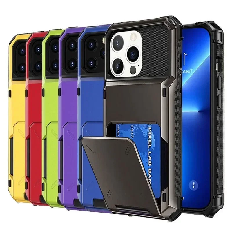 Luxury Flip Card Holder Armor Phone Case with Shockproof Plating Cover