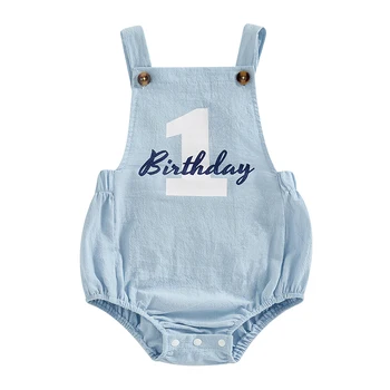 Baby Boy 1st Birthday Outfit One Bubble Romper Bodysuit Sleeveless Jumpsuit Cake Smash First Birthday Clothes 1
