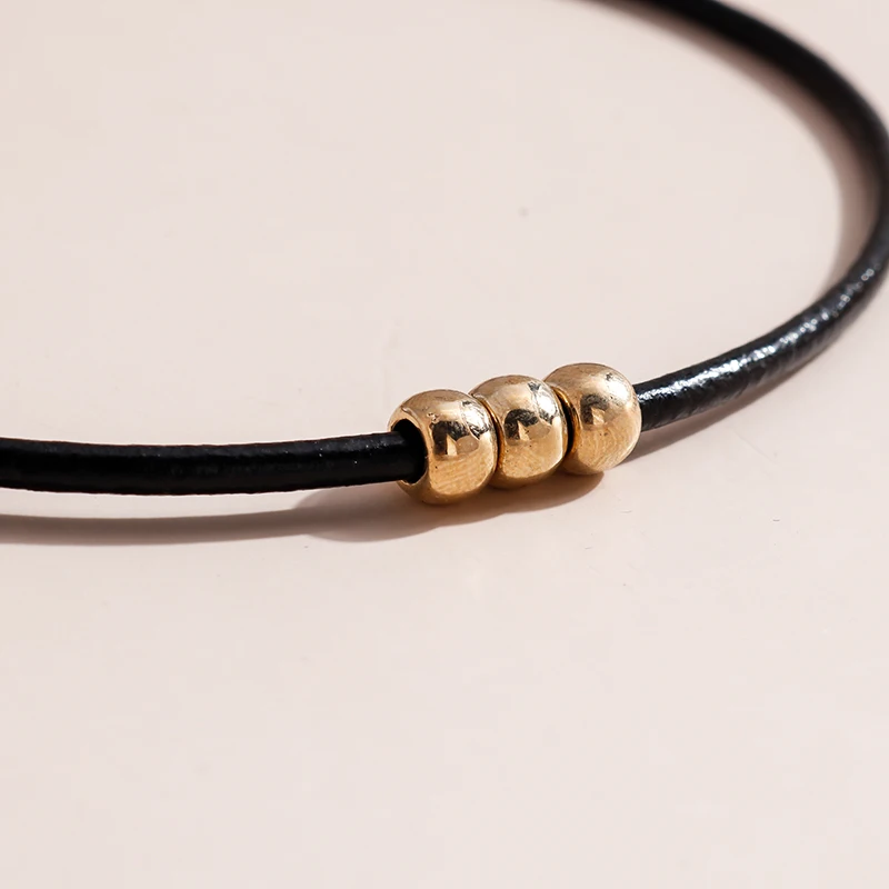 Gotischer Stil, Schwarzes Seil, Damen-Halskette, Choker, Seil-Halsketten, Goldfarbene Perlen, Goth-Schmuck, Halsband Für Mädchen, Kpop-Chocker S599D0B25223343B6Bf1B6B0404Eae404W