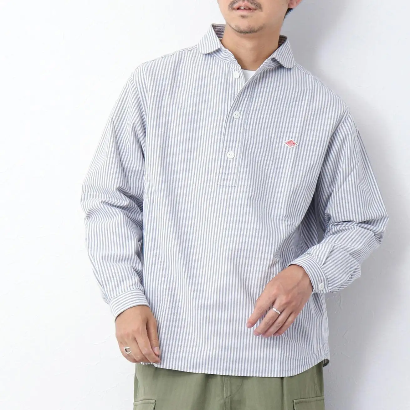 Long Sve Crew Ne Pure Cotton Casual irt Japanese Sle Doll Collar Striped Plaid ex Spring Summer Autumn Breathabl...