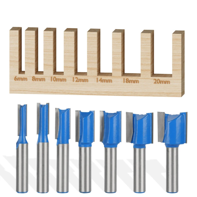 

8MM Shank Blue Straight Bit Router Bit Woodworking Milling Cutter For Wood Bit Face Mill End Mill Wood Cutters Extra 1% off