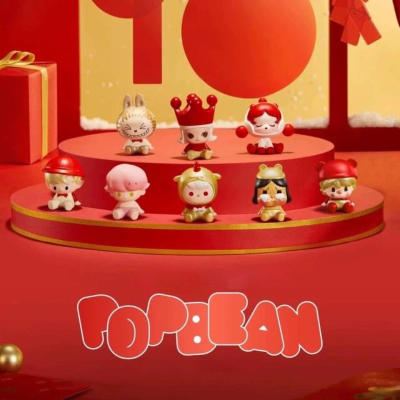 

Pop Bean Happy New Year Classic Sitting Posture Series Dolls Cute Anime Figure Kawaii Desktop Ornaments Surprise Girl Gifts