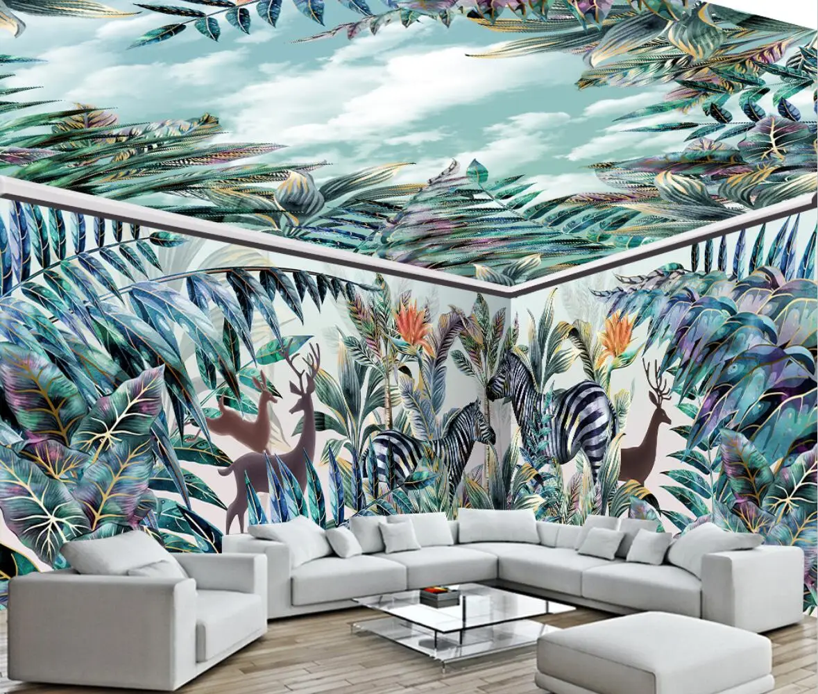

Пользовательские скандинавские тропические растения Лес Животные фон для всего дома обои домашний декор Настенные обои рулоны для стен