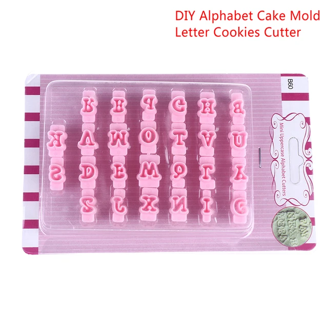 26 Alphabet Cake Molds Cakes Sugar Paste Letter Cookies Cutter Words Press  Stamp Baking Mold Embossing Mould for Home DIY Cake