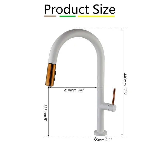 ZAPPO สีขาวและ Rose Gold ก๊อกน้ําห้องครัวดึงลง Magnetic Docking Sprayer สแตนเลสดึงออก RV ก๊อกน้ําอ่างล้างจาน 6