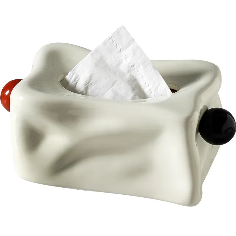 Ceramic Tissue Box Silver Pleats Geometric Spheres Black Balls Paper Towel Holder Napkin Holder Tabletop Storage Container 6