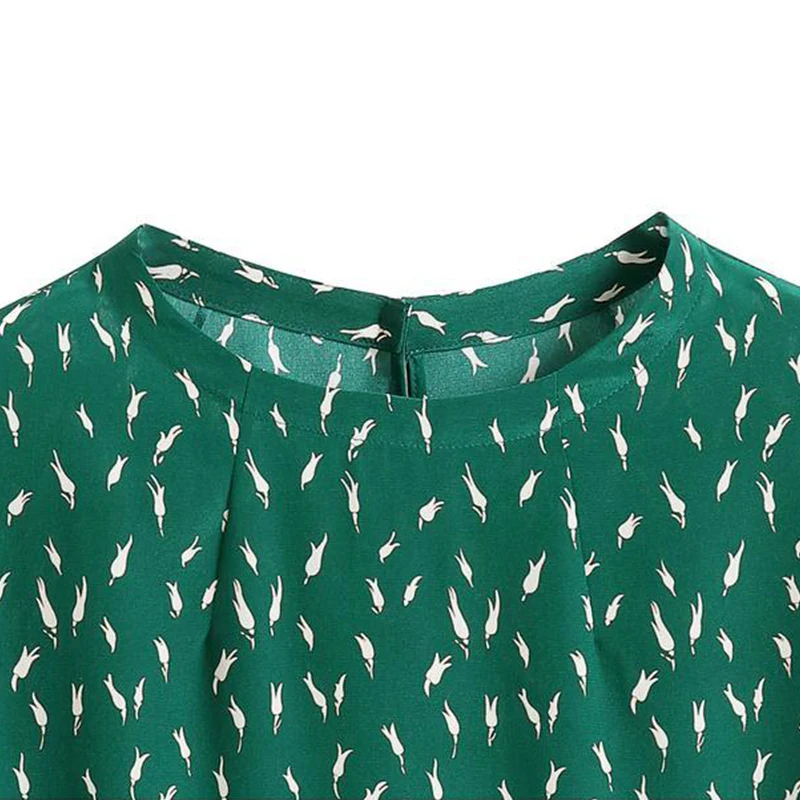 Spring Autumn Floral Print Elegant Fashion 3/4 Sleeve Chiffon Shirt Ladies Loose Casual Blouse Women Pullover Top Female Clothes