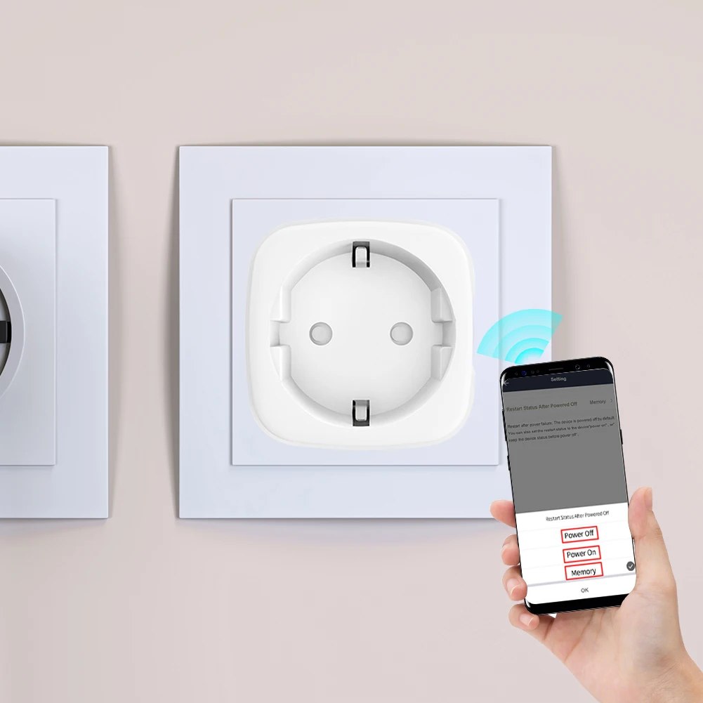 타이머 및 카운트다운 기능이 있는 WiFi 연결 소켓 16A 어댑터 플러그 전력 소비 측정을 위한 2.4G WiFi 소켓