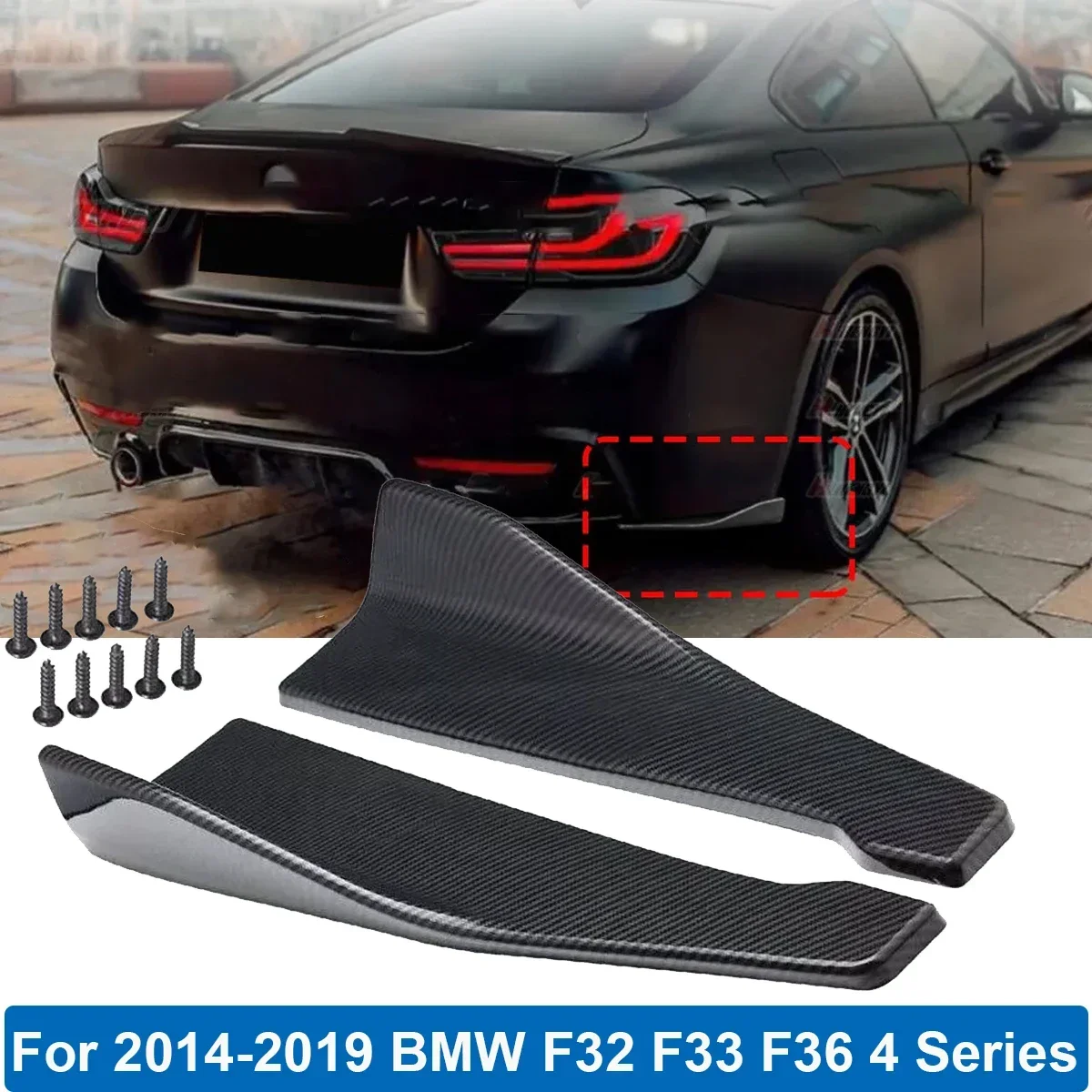 48cm Universal For 2014- BMW F32 F33 F36 4 Series Rear Bumper Splitter Apron Spoiler Side Skirt Extension Car Accessories