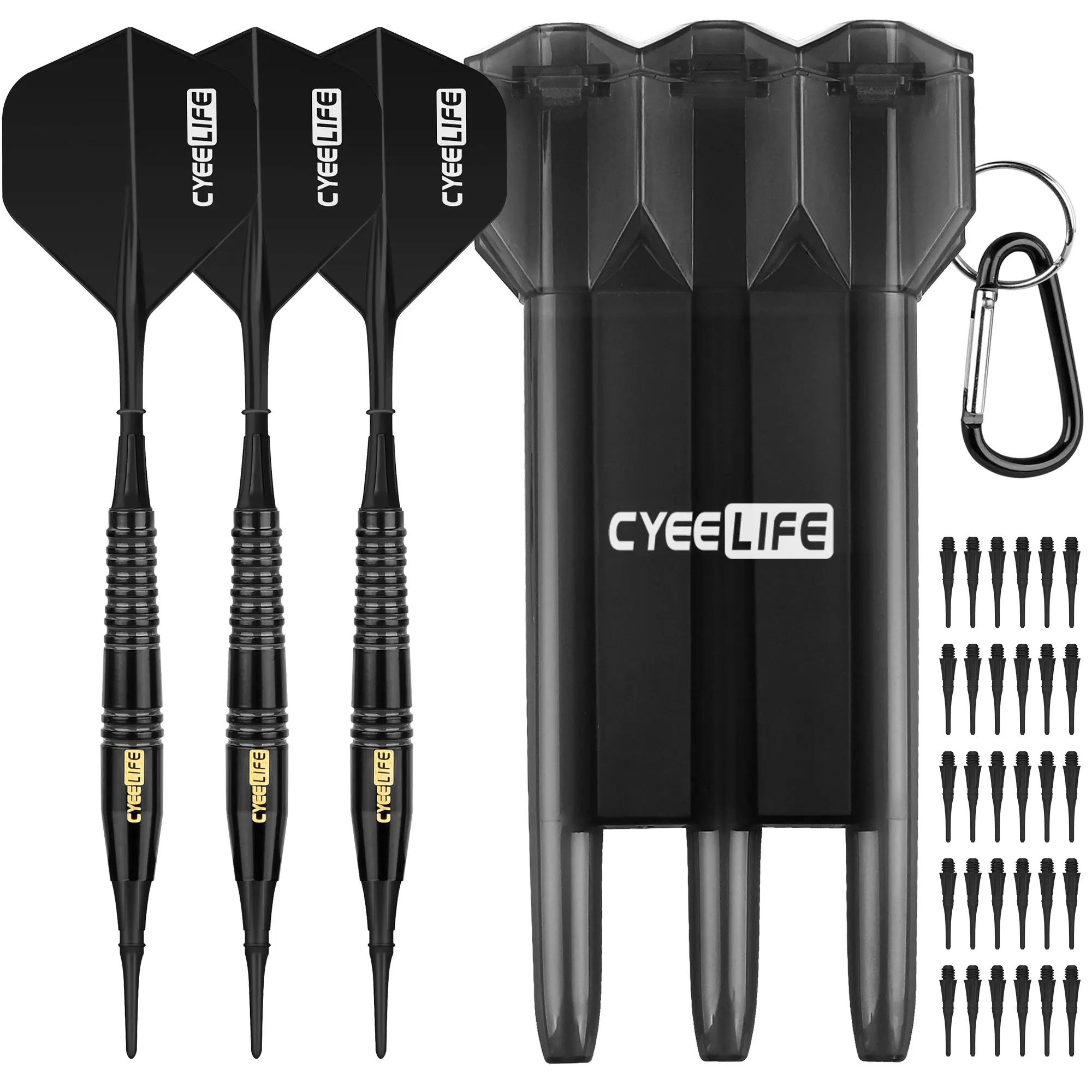 

CyeeLife Brass Soft Tip Darts 18g With Carry Case and Extra Plastic Points & Flights,Professional Electronic Dart set