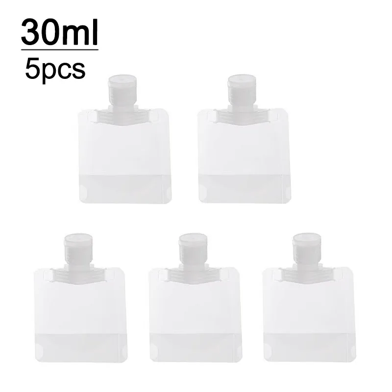Set of 5 Refillable Travel Cosmetic Bottles and Pouches - Assorted Sizes