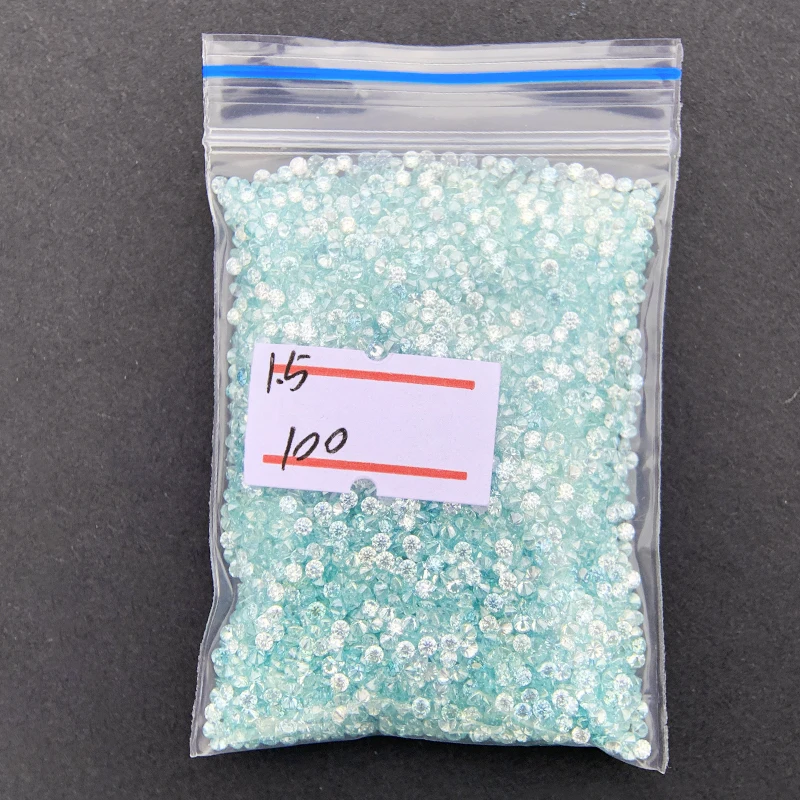 1 Karat Großhandelspreis 0,8 ~ 2,8 mm Blau Grün Rundschliff Lab Grown Lose Moissanit Stein Passende Steine Schmuck DIY Material – Detail 13