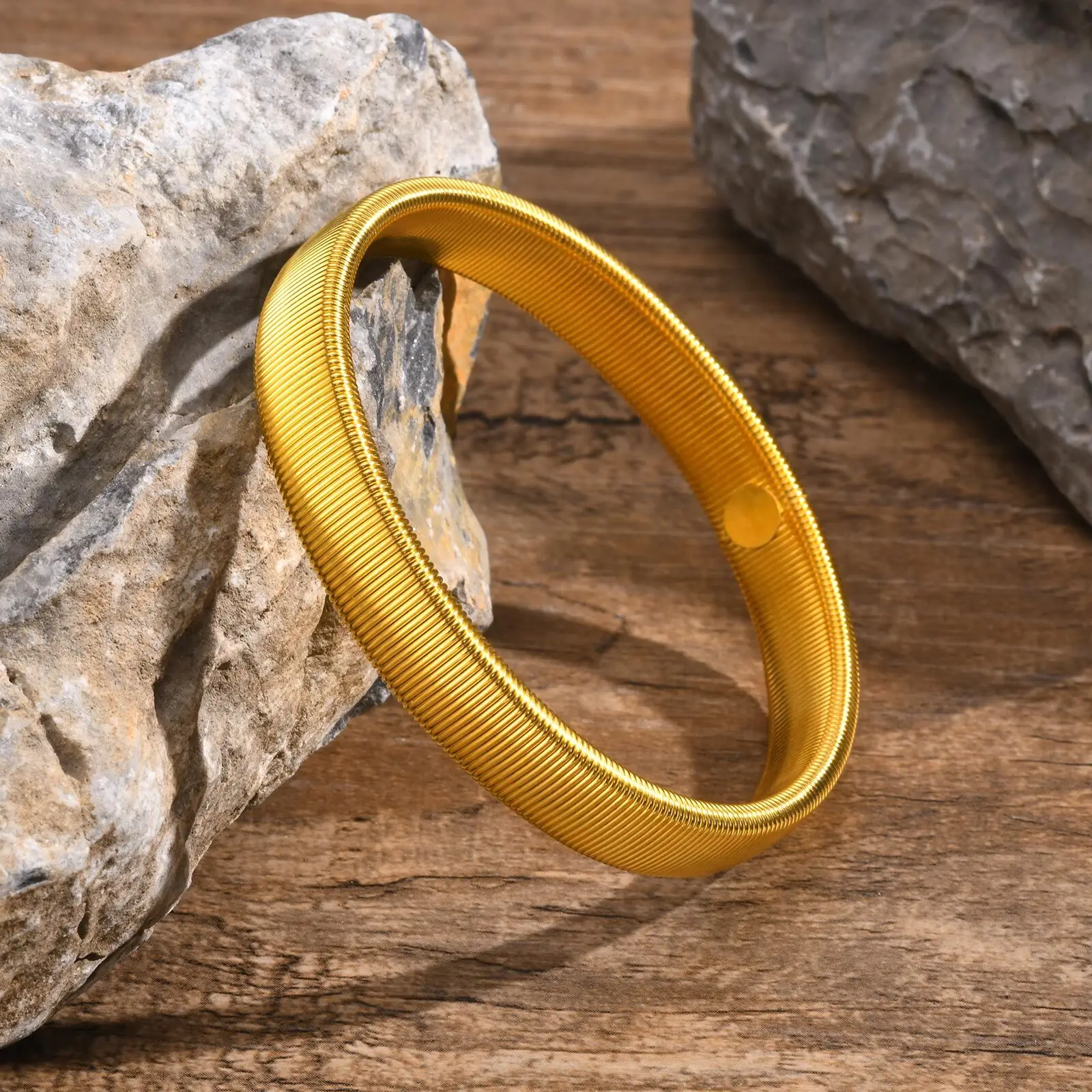 Classic Fashion Pop Punk Men's Spring Elastic Stainless Steel Bracelet Arm Ring Sleeve Hoop Jewelry Gift For Dad Valentine's Day 4