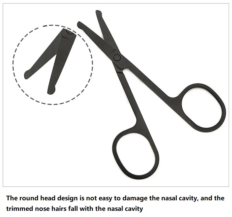 Description Picture 4 of itemNose Hair Scissors Mini Stainless Steel Round Head Beauty Trimmer Nose Hair Trimmer Portable Ergonomics Nose Hair Cutter