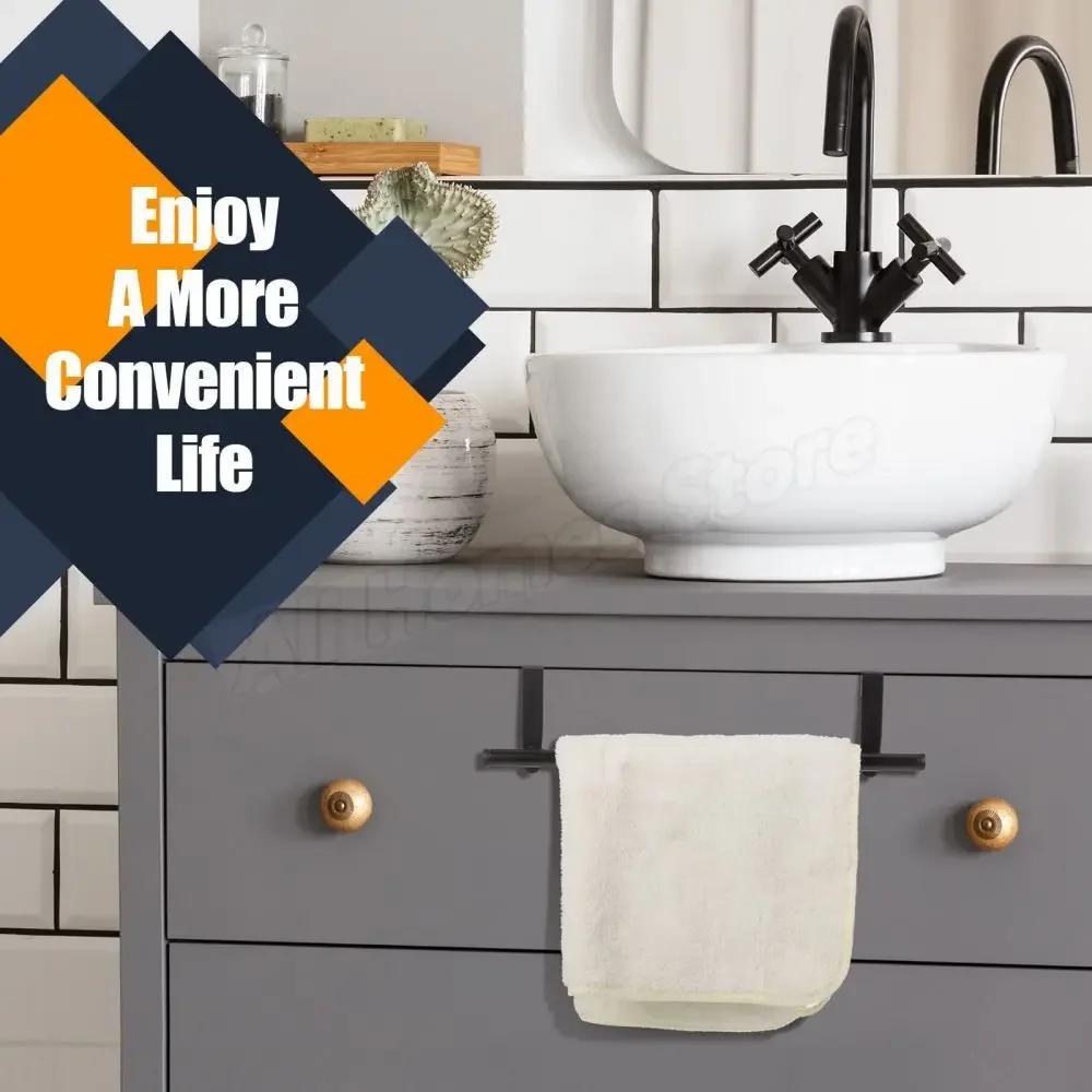 1-2PCS Door Towel Rack Towel Holder Towel Hooks Door Hooks Over Cabinet Dish Towel Kitchen Cabinet Door Hanging Holder Stainless Steel Punch-free Rag Hanger