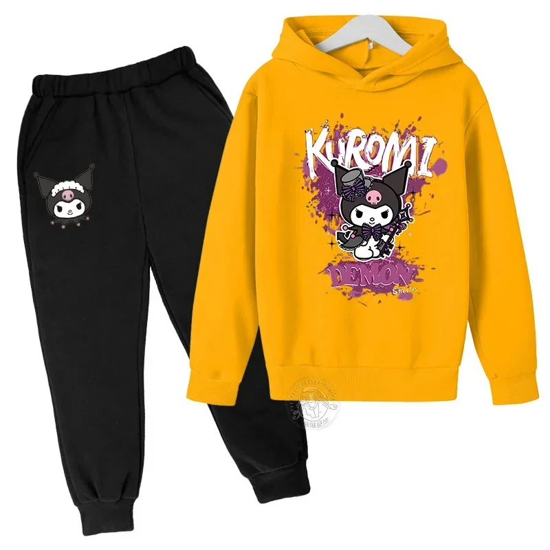 thumbnail image 1 of Conjunto de dos piezas de ropa infantil de Hello Kitty Kuromi, traje deportivo para niños y niñas de 3 a 14 años, traje informal de moda Kawaii para otoño, 1 of 5