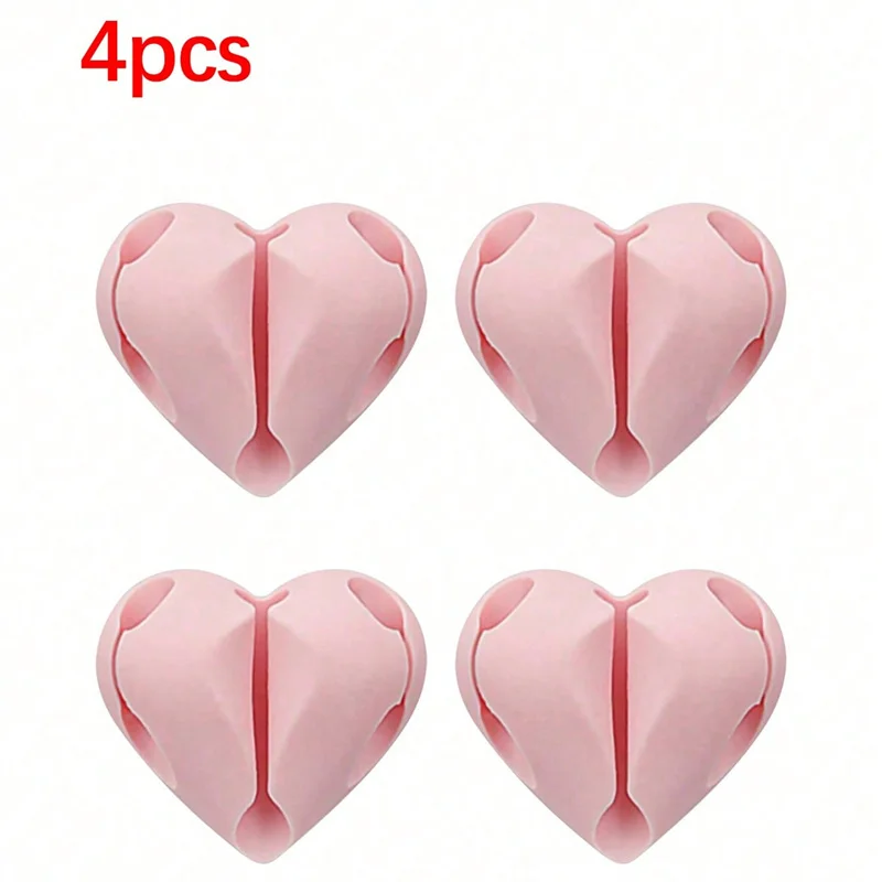 2pcs Heart-Shaped Mini Cable Winder Organizer USB Charging Cable Clips thumbnail 2