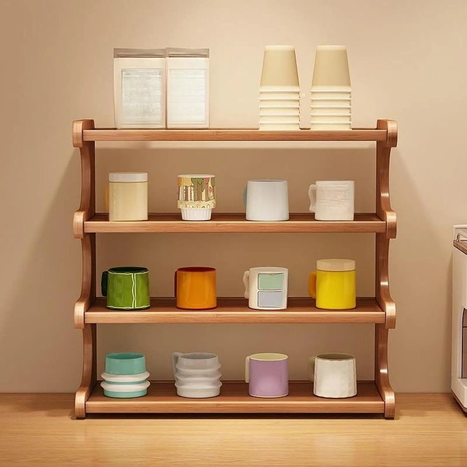 Desktop Organizer 4 Layer Home Bathroom Organizer Countertop Sundries Display Shelf Desk Bookshelf Wooden Storage Rack for Dorm Desktop Organizer 4 Layer Home Bathroom Organizer Countertop Sundries Display Shelf Desk Bookshelf Wooden Storage Rack for Dorm