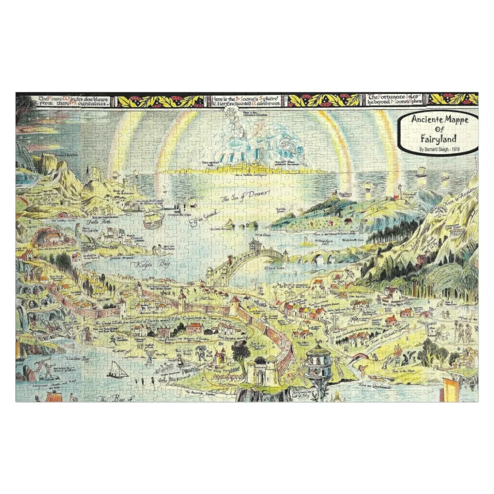 ANCIENTE MAPPE of FAIRYLAND : Vintage 1919 Painting Print Jigsaw Puzzle Jigsaw For Kids Custom With Photo Custom Wood Puzzle state bauhaus in weimar 1919 1923
