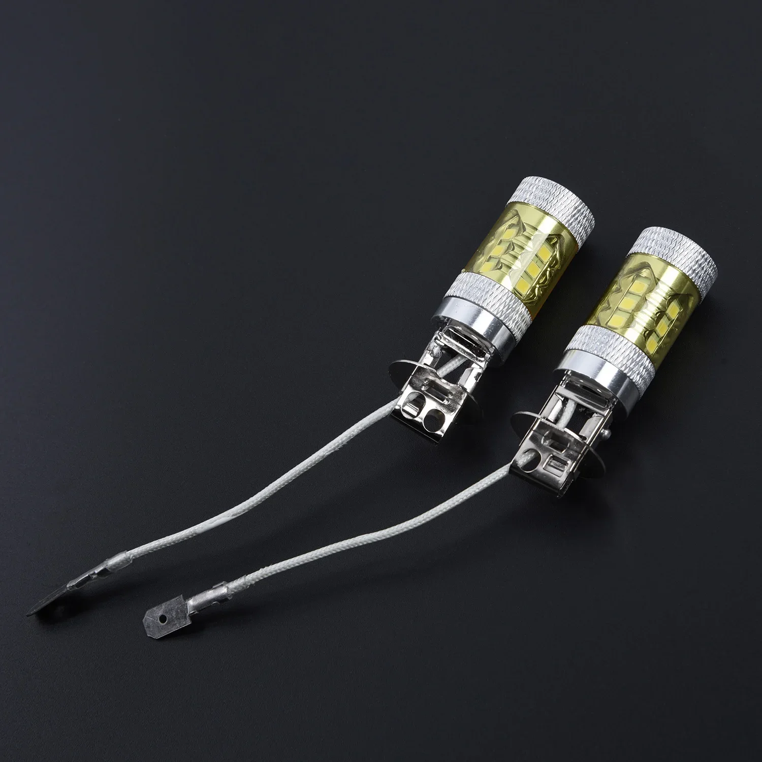 LED 자동차 안개등 전구 노란색 고출력 트럭 자동차 액세서리, 12-24V H3 80W 16 SMD, 2 개