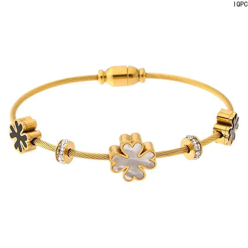 A Fashionable Jewelry Cross-border four-leaf flower original stainless steel wire rope bracelet magnetic suction bracelet fashio 5