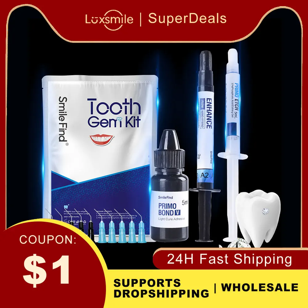 Dental Tooth Gem Set Diy Jewelry Crystal Decoration Diamond Glue Light Cure Adhesive Etching Gel