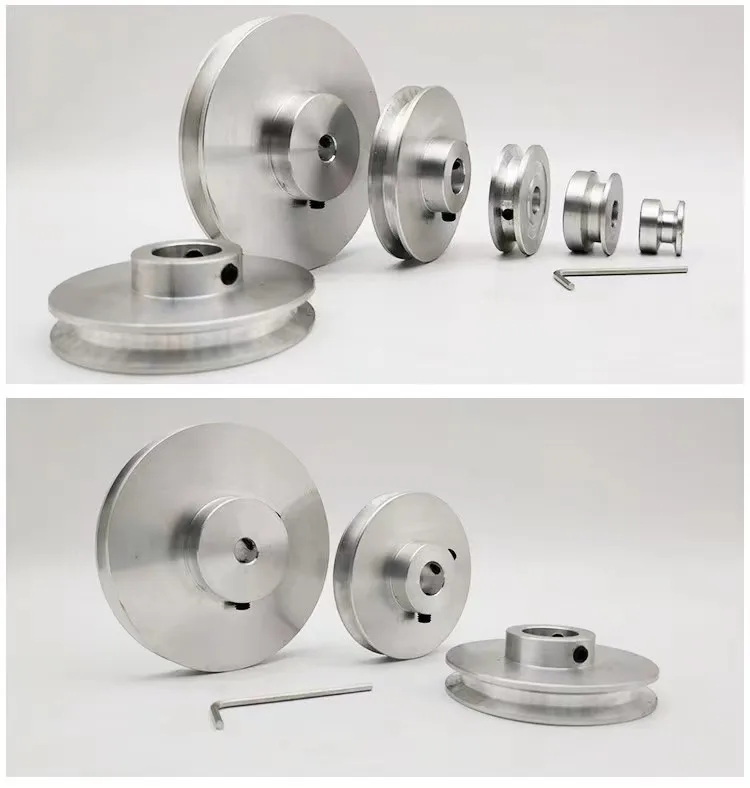 Aluminum Alloy Double Groove Pulley 50/60mm Fixed Bore For Motor Shaft - View #4