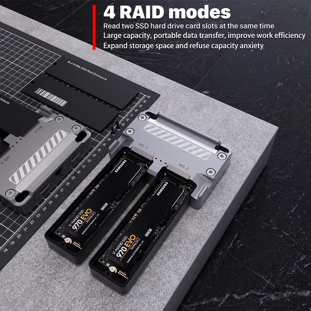 Nvme Raid Dual Bay Raid SSD Enclosure: 2280 M2 Hard Drive