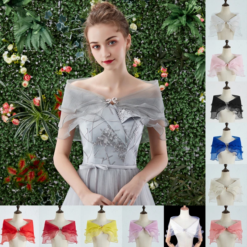 Bridal Shawl Romantic Fresh Sweet Wedding Banquet Dress Arm Covering Thin Butterfly Button Women's One Shoulder Shawl