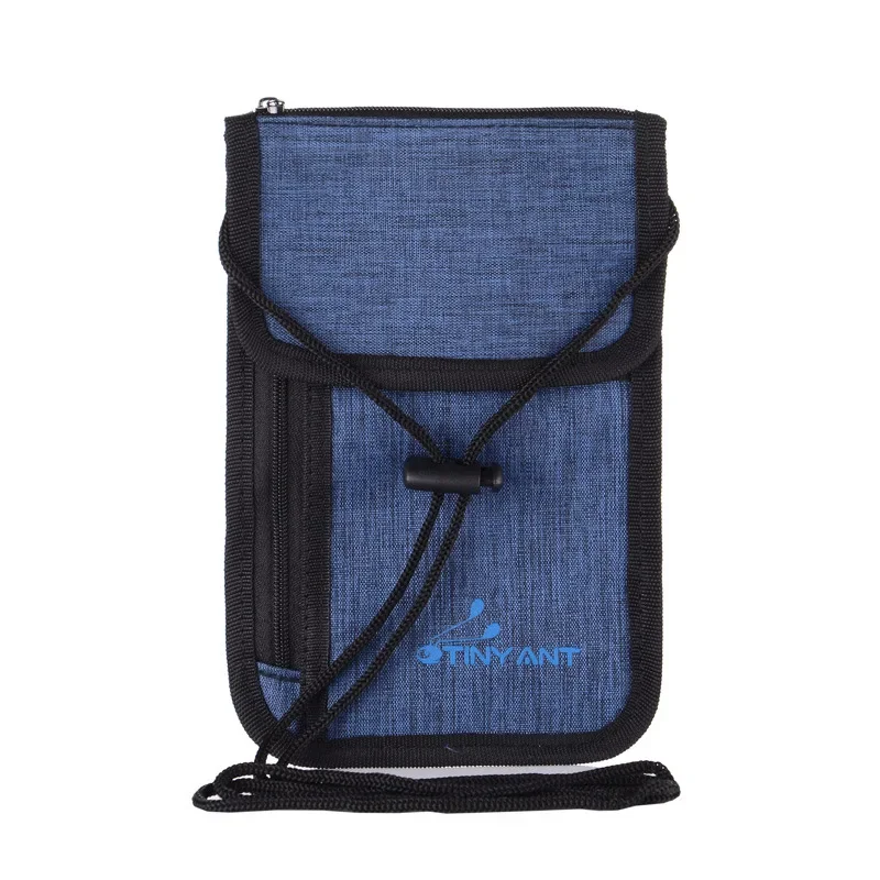 RFID Card Protection Multifunction Travel Passport Holder Neck Bag Nylon Wallet ID Card Pouch Hidden Pockets Purse Chest Case