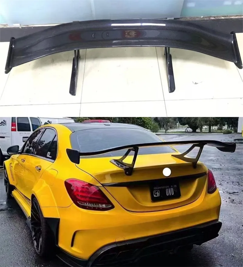 

For Mercedes-Benz C Class W205 C63 4 Door 2015-2018 Imp Style Real Carbon Fiber Car Rear Wing Trunk Lip Spoiler