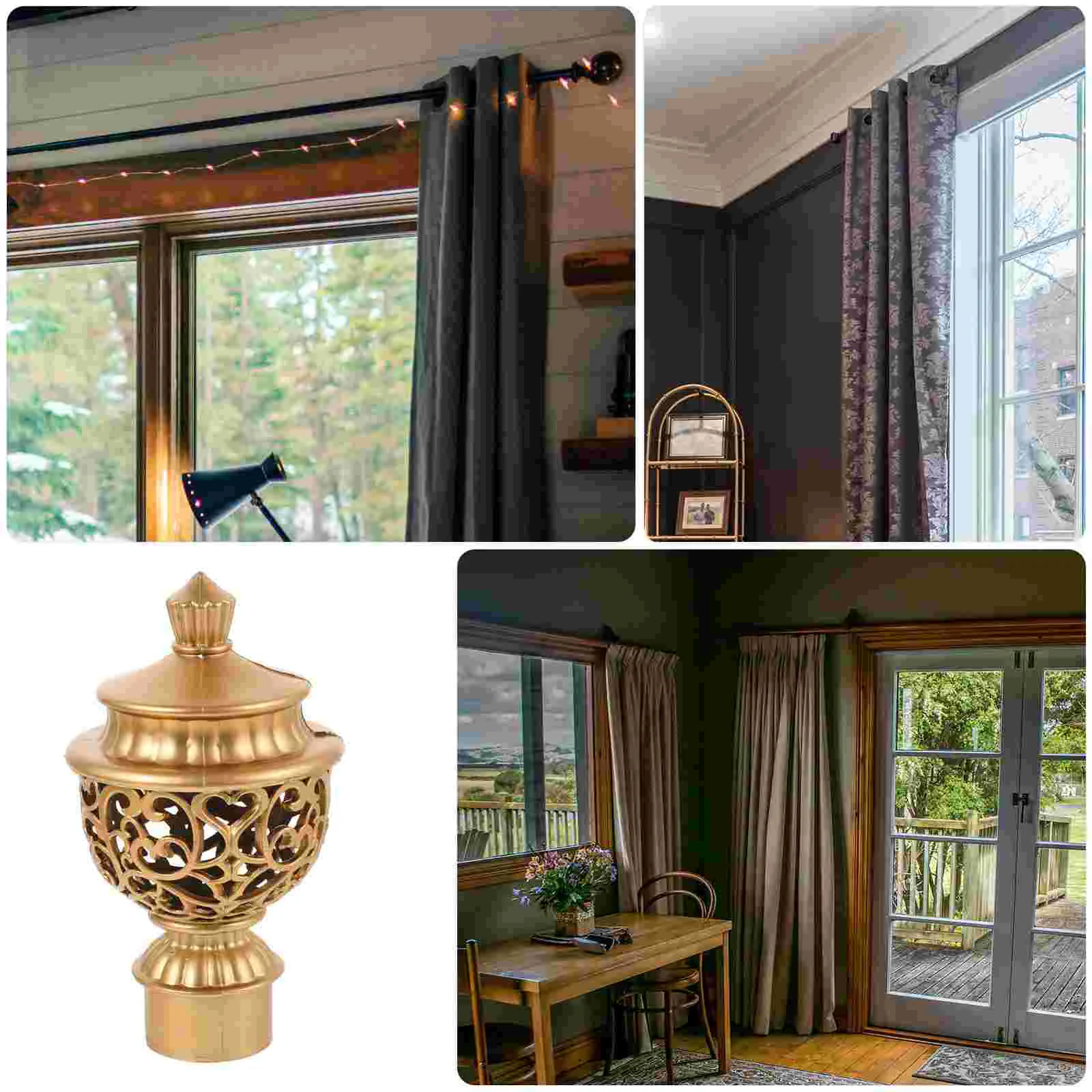 10 Pcs Black Curtain Rod Finials Decorative Ends Head Plug Fitting Drapery Hardware Window Dressing Accessories Home Improvement