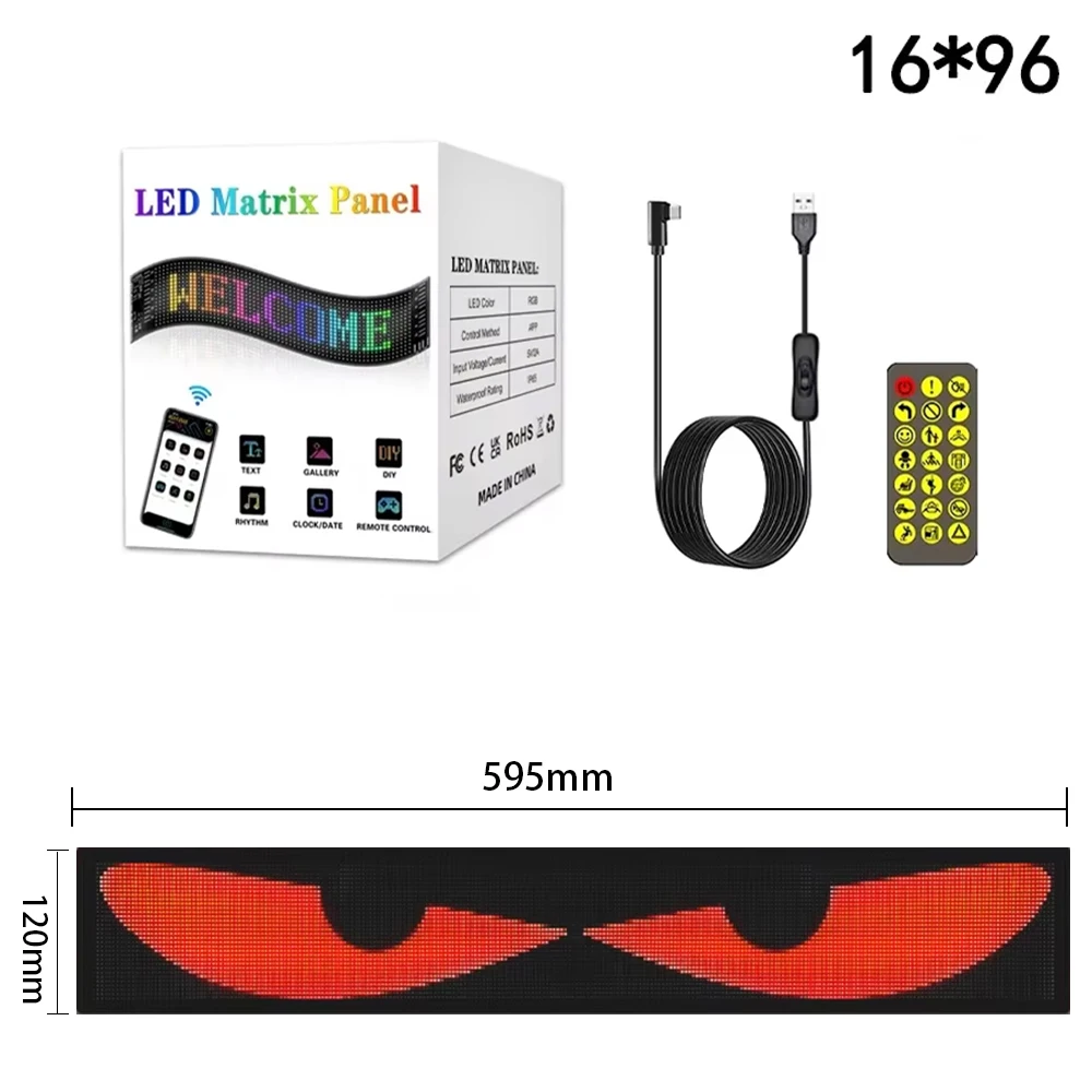 LED Panel Light LED Matrix Pixel Panel Light Bluetooth App 5V USB Control Scrolling Advertising LED Car Sign Animation Programmable For Car Sho