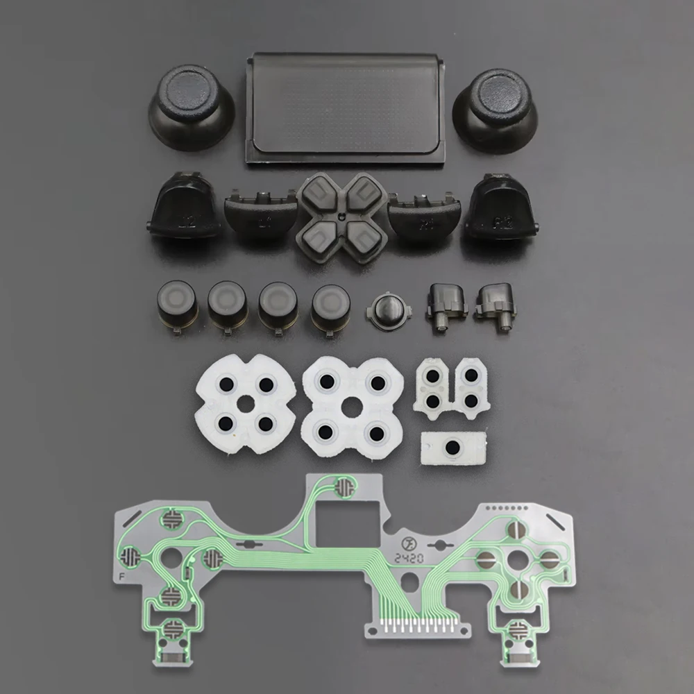 Enhanced Gamepad Repair Kit: Full Button Set with Conductive Film, Analog Thumb Caps, D-Pad, LR Trigger, and Conductive Rubber Pad
