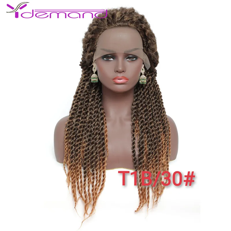 Y Demand Synthetic Lace Front Wig Afro 2x Twist Braids Wigs For Black Women Mambo Full Head Wig Braided