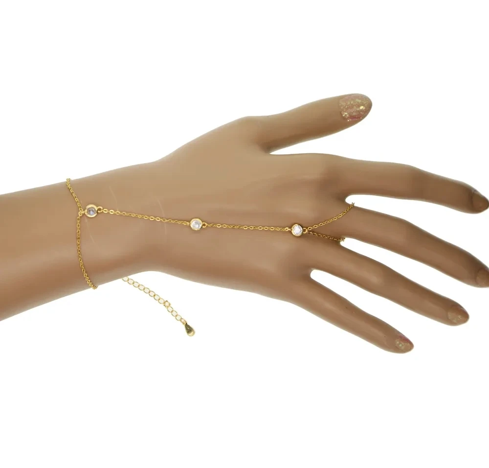 100% 925 Sterling Silver New Fashion Bezel Bling AAA Zirconia Link Chain Hand Jewelry For Women Charm Cz Bracelet With Ring jewelry set silver jewelry silver jewelry set