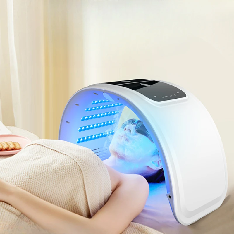 LED 컬러 PDT 페이셜 마스크 라이트, 광역학 콜드 나노 워터 분무기, 스킨 케어 회춘 광자 치료 램프, 레드 블루 라이트