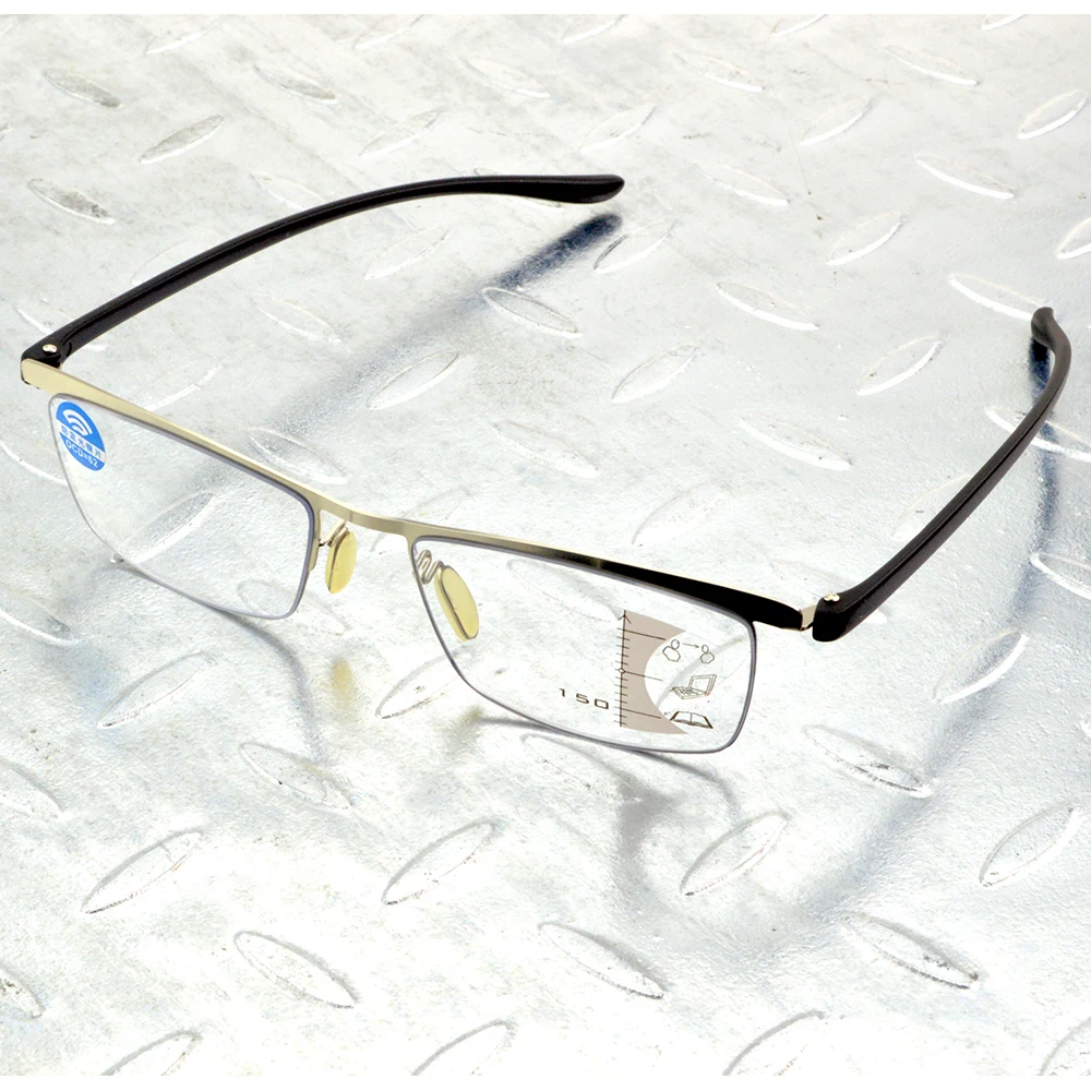 

Alloy Rectangle Simple Business Multilayer Coating Progressive Reading Glasses +0.75 To +4 See Near and Far