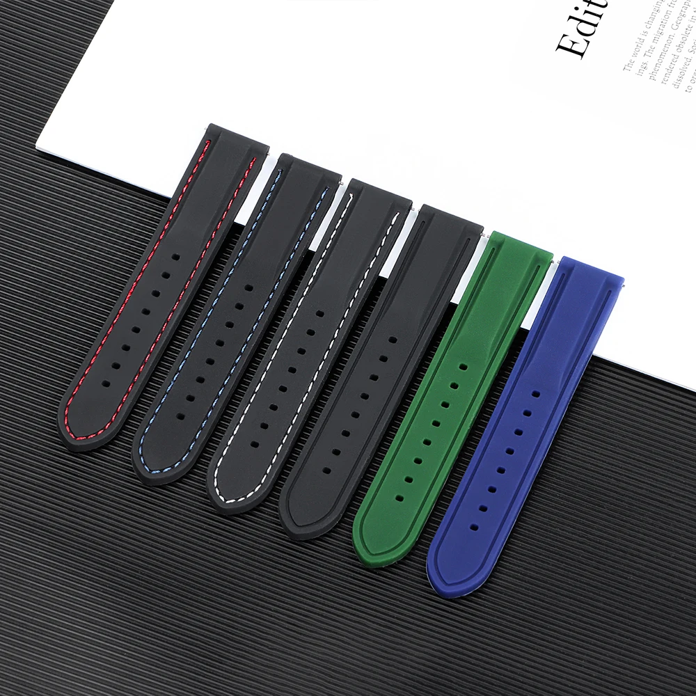 Sporty Silicone Watch Strap with Stainless Steel Butterfly Clasp