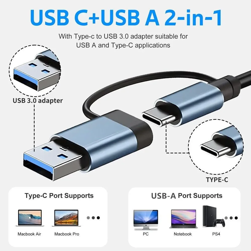 USB C Hub 8-in-2 USB Splitter 3.0/2.0 USB-C Data 3.5 Audio SD/TF Card Reader Multiport C HUB For MacBook Laptop